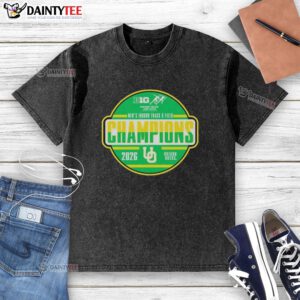 Good Official Oregon Ducks 2026 Big Ten Men's Indoor Track & Field Champions T-shirt displayed on a wooden surface.