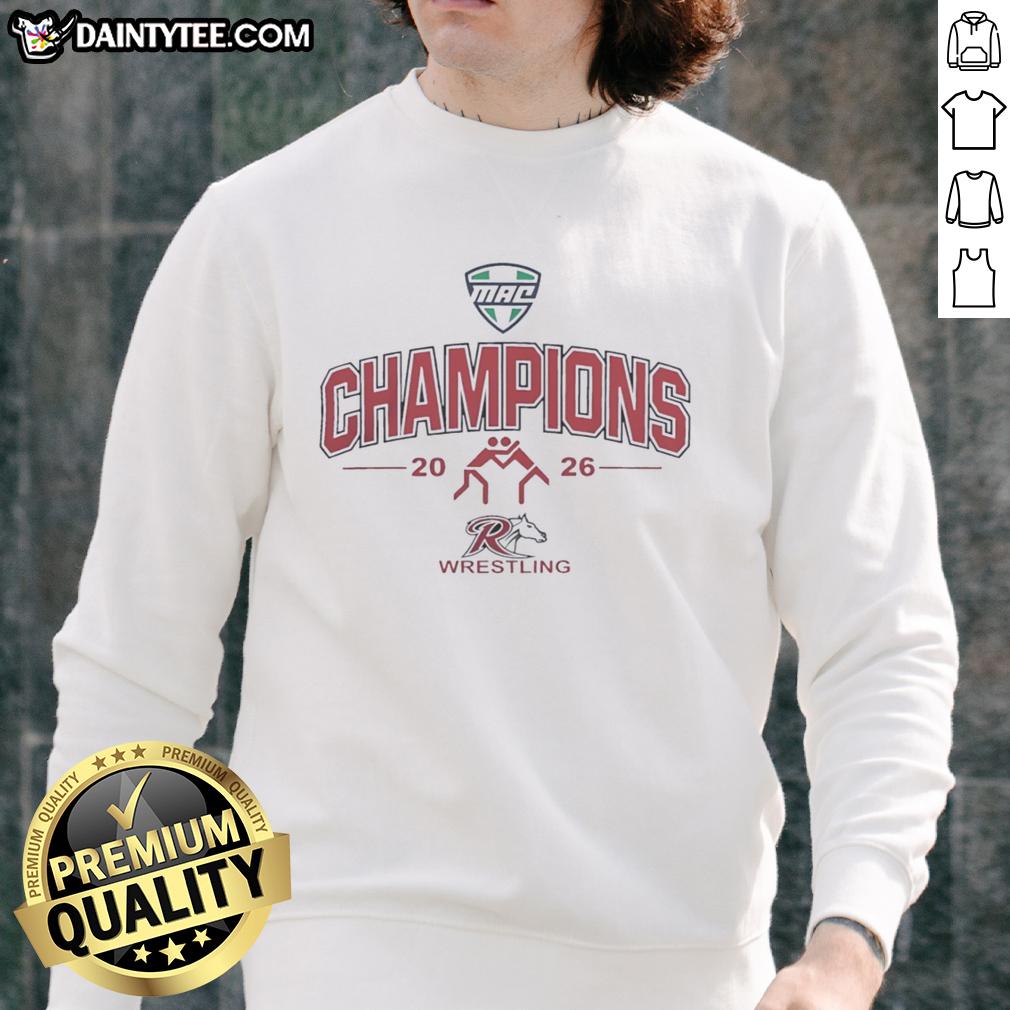 Good Rider Broncs Mac Wrestling Champions 2026 sweatshirt featuring bold graphics and a comfortable fit for fans.