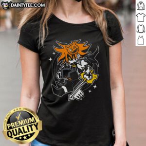 Alt Text: Good Trick of the Treat Kingdom Hearts Ladies Tee featuring vibrant graphics and stylish design for fans.