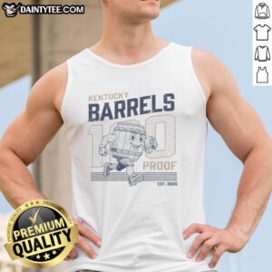 Hot 100 Proof Retro Mascot tank top featuring Kentucky barrels design for vintage bourbon lovers.