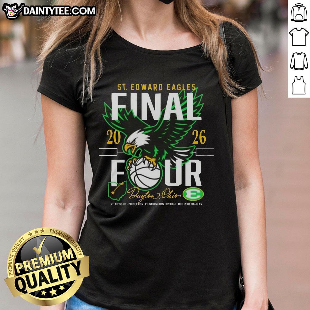 Hot 2026 St. Edward Basketball Final 4 Pickerington Central Ladies Tee showcasing vibrant team colors and logo.