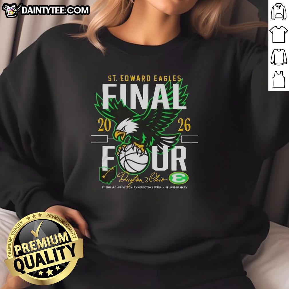 Alt Text: Hot 2026 St. Edward Basketball Final 4 Pickerington Central Sweatshirt showcasing vibrant team colors and logo.