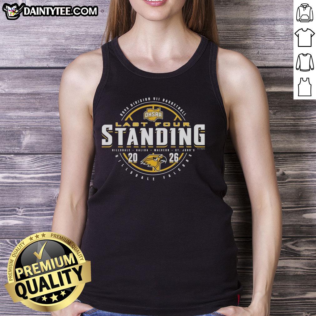 Alt Text: Hot Hillsdale Falcons 2026 OHSAA Boys Basketball Division 7 Last Four Standing tank top design