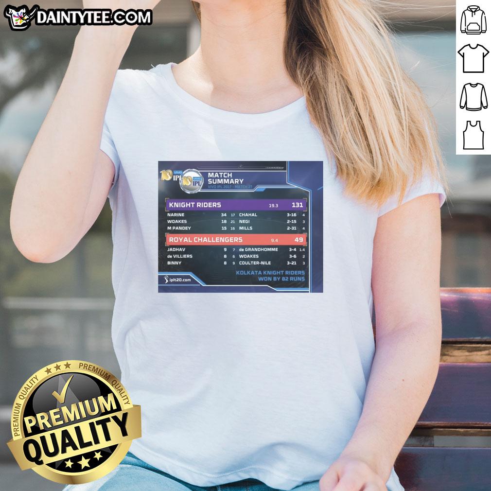 Hot Knight Riders vs Royal Challengers VIVO IPL 2017 Ladies Tee showcasing vibrant team colors and stylish design.