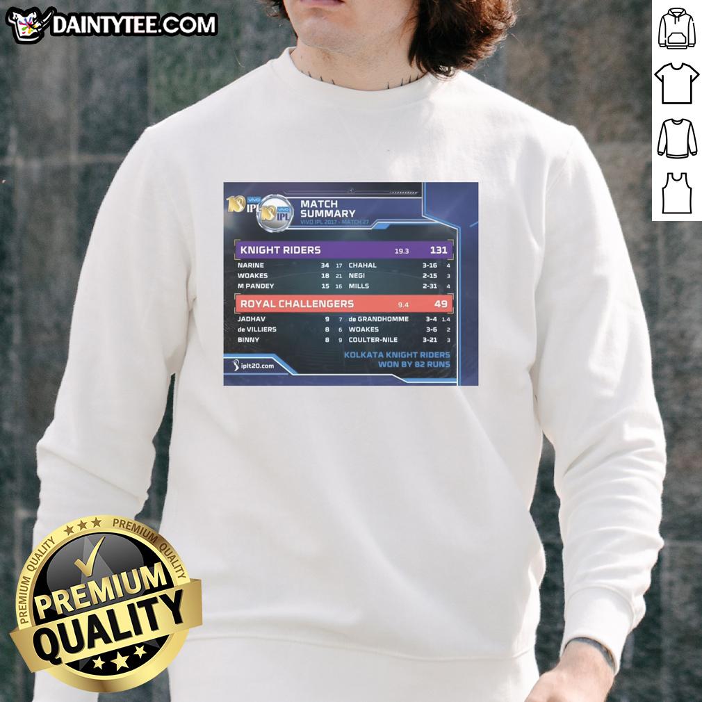 Hot Knight Riders vs Royal Challengers Vivo IPL 2017 sweatshirt featuring team logos and vibrant colors for cricket fans.