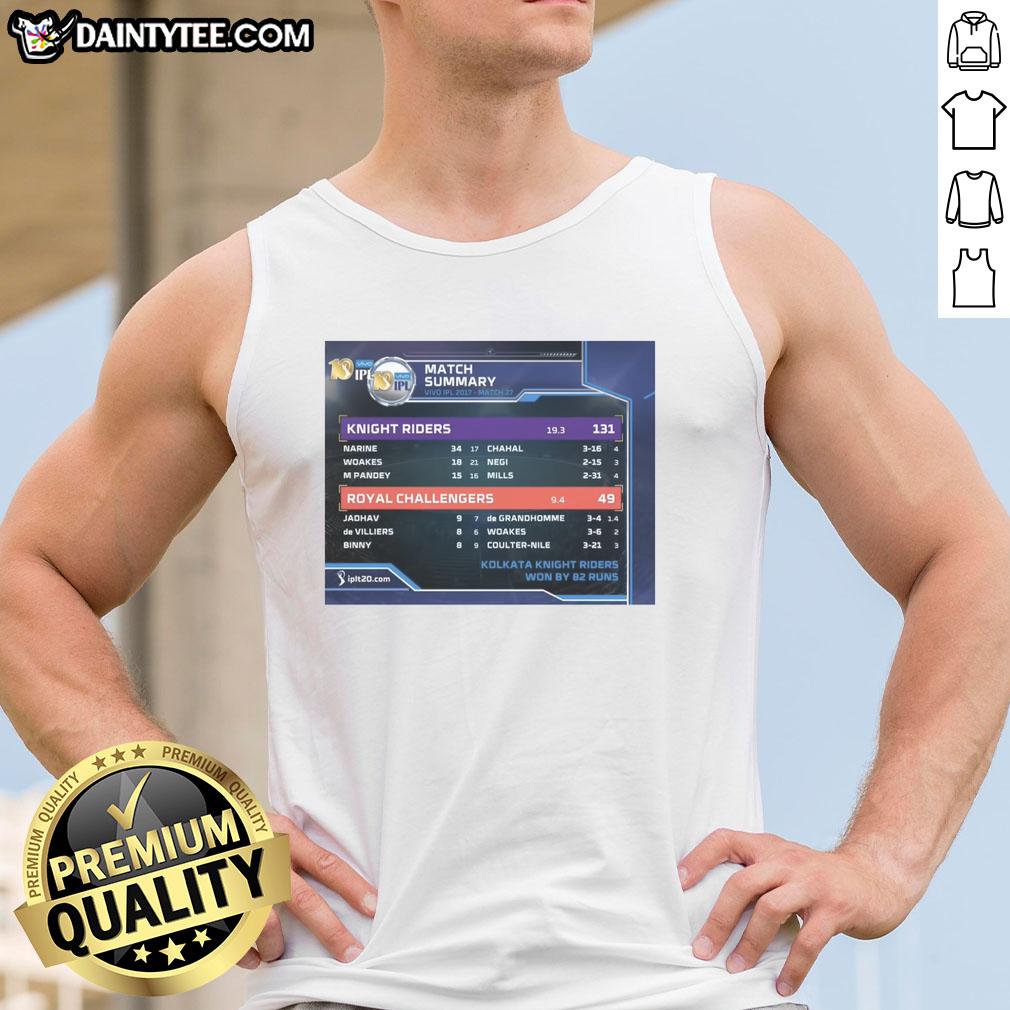 Hot Knight Riders vs Royal Challengers Vivo IPL 2017 tank top featuring team logos and vibrant colors for cricket fans.
