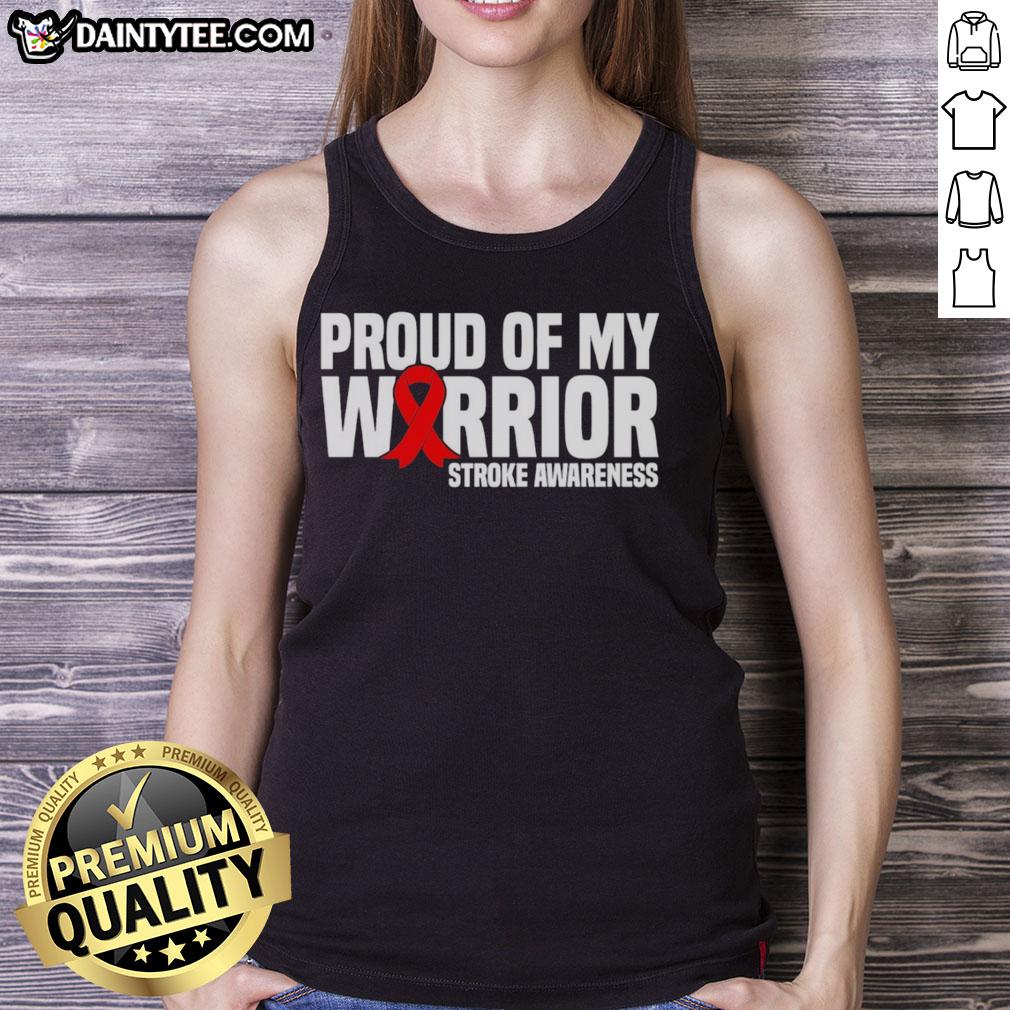 Hot Proud of My Warrior Red Ribbon Stroke Awareness Tank Top - stylish design promoting stroke awareness and support.