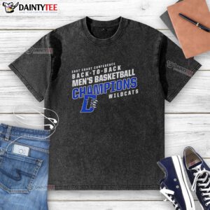 Nice Daemen Wildcats East Coast Conference Basketball Back-To-Back Washed T-Shirt in gray, perfect for fans and casual wear.