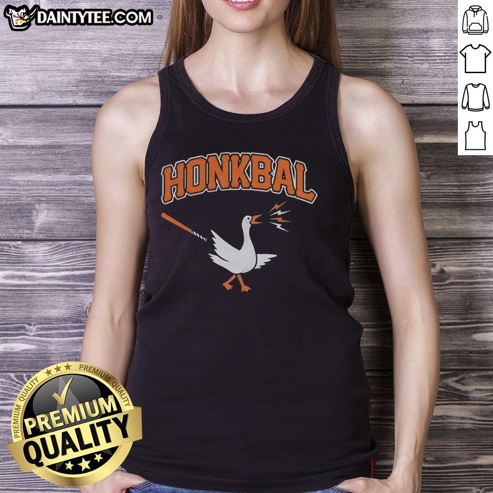 Nice honkbal goose wearing a Dutch tank top, celebrating baseball in the Netherlands with vibrant colors and fun design.