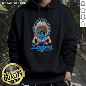 Los Angeles Dodgers hoodie featuring Native American hat logo, perfect for fans and collectors of MLB apparel.