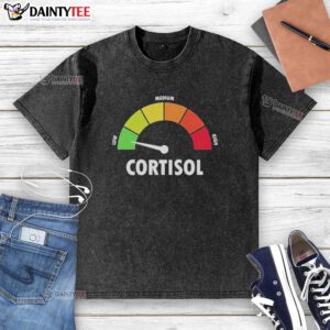 Nice low, medium, and high cortisol graphic washed t-shirt showcasing cortisol levels in a stylish design.