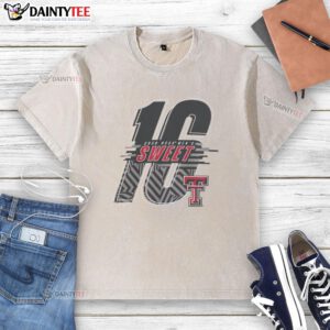 Nice Texas Tech Red Raiders 2026 NCAA Men's Basketball Sweet 16 washed t-shirt in red, perfect for fans and casual wear.
