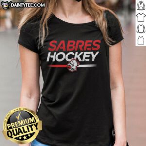 Alt Text: Official Tage Thompson Buffalo Sabres hockey ladies tee showcasing team colors and logo, perfect for fans.