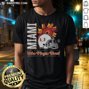 Alt Text: Original Miami 2026 Fiesta Bowl T-Shirt featuring vibrant graphics and team colors, perfect for fans and collectors.