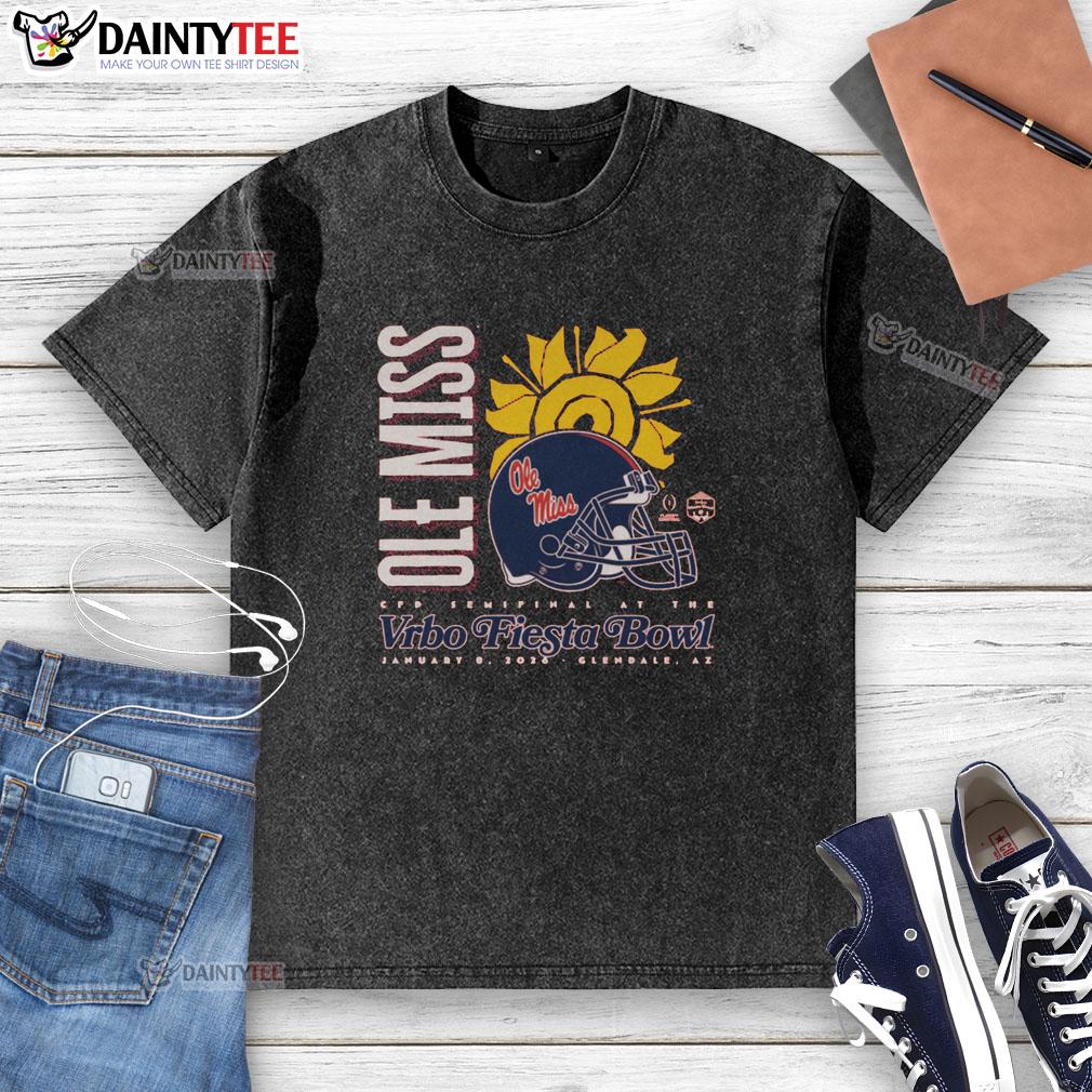 Original Ole Miss 2026 Fiesta Bowl washed t-shirt featuring team colors and logo, perfect for fans and game day attire.