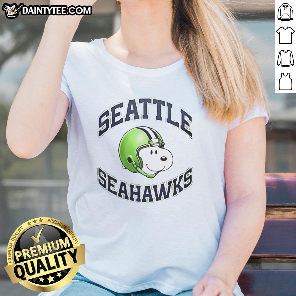 Original Seattle Seahawks Snoopy Freedom 2026 logo on a stylish ladies tee shirt, perfect for fans.