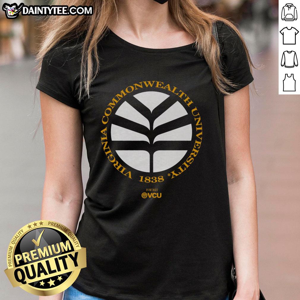 Alt Text: Original VCU Vintage Seal Ladies Tee featuring a classic design, perfect for fans of Virginia Commonwealth University.