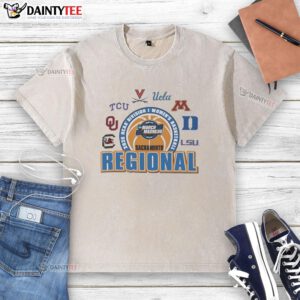 2026 NCAA Division I Women's Basketball Sacramento Regional washed t-shirt featuring vibrant team colors and logo.