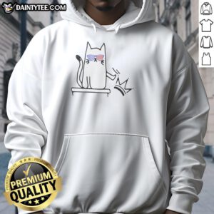 Pretty cat wearing a 'No Kings in America' political hoodie, showcasing a fun and unique feline fashion statement.