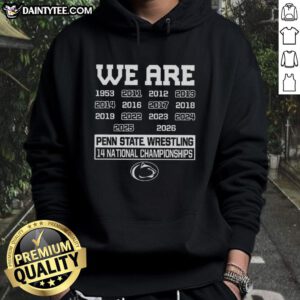 Penn State Nittany Lions Wrestling hoodie celebrating 14 national championships in stylish design.
