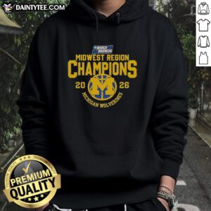 2026 NCAA March Madness Michigan Wolverines champions hoodie featuring team logo and vibrant colors.