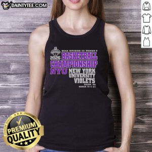 Top New York University Violets 2026 NCAA Division III Women's Basketball Final Championship tank top design.
