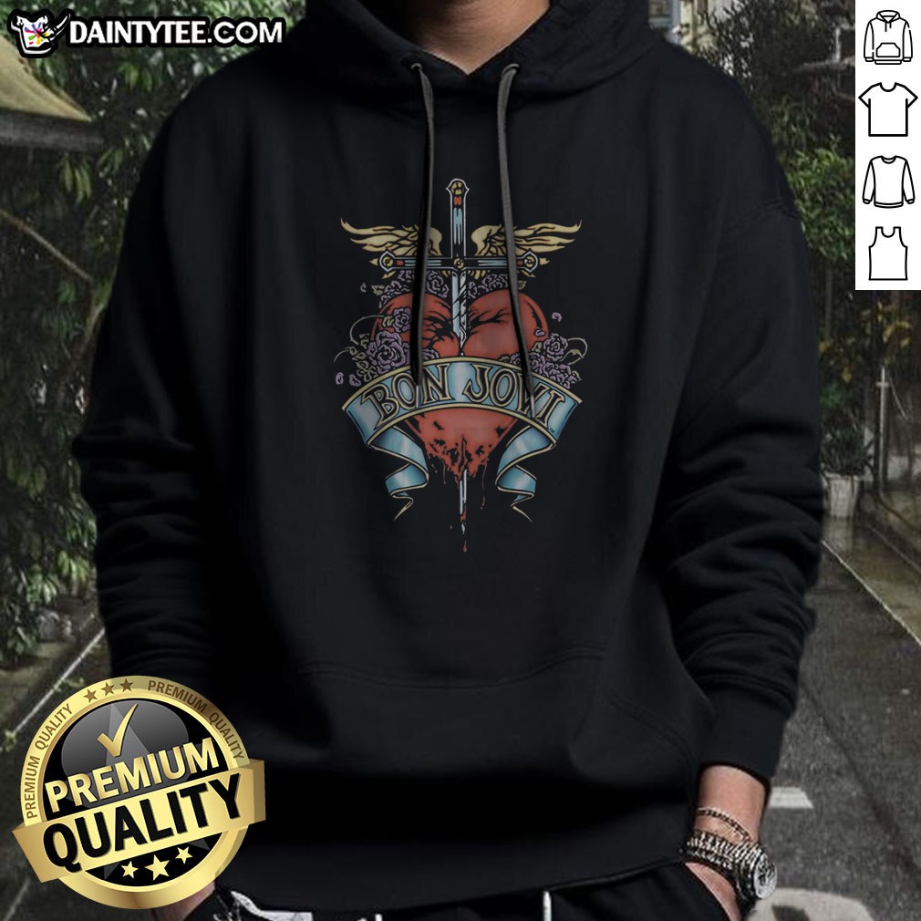 Awesome Bon Jovi Heart And Dagger Hoodie