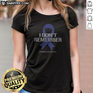 Awesome I Don'T Remember Epilepsy Awareness Ribbon Bold Text Ladies Shirt in black with bold white text and purple awareness ribbon
