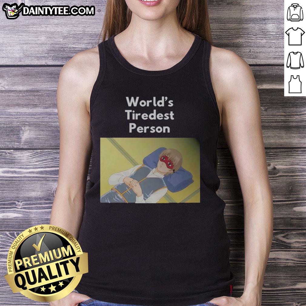 Awesome Okita Sougo World'S Tiredest Person Gintama Shirt shown as a tank top preview