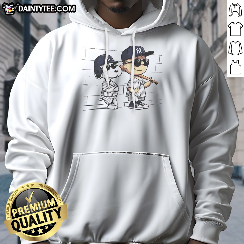 Awesome Snoopy And Charlie Brown Baseball Wearing New York Yankees Jersey Shirt on Hoodie Awesome Snoopy And Charlie Brown Baseball Wearing New York Yankees Jersey Shirt shown as a hoodie preview