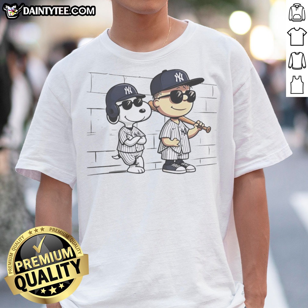 Awesome Snoopy And Charlie Brown Baseball Wearing New York Yankees Jersey Shirt on Classic Shirt Awesome Snoopy And Charlie Brown Baseball Wearing New York Yankees Jersey Shirt shown as a classic shirt preview