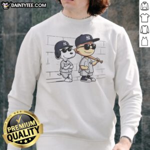 Awesome Snoopy And Charlie Brown Baseball Wearing New York Yankees Jersey Sweatshirt featuring vibrant graphics