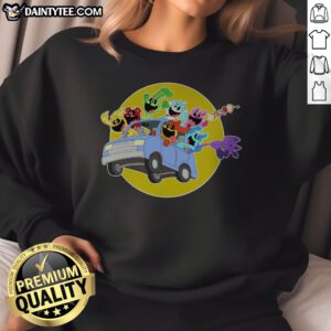 Cute Poppy Playtime Smiling Critters Drive Car Sweatshirt in soft fabric with colorful character print