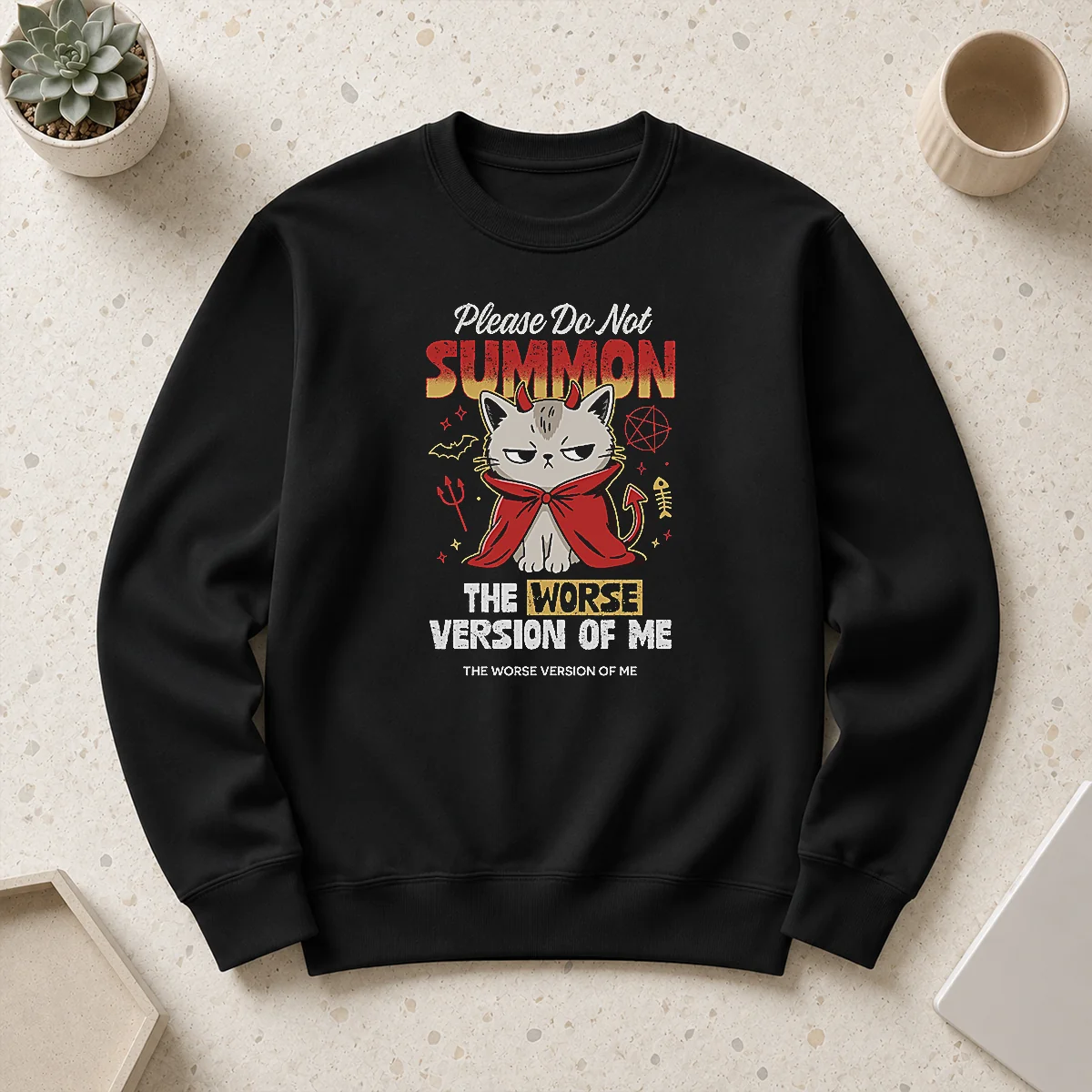 Funny Please Do Not Summon The Worse Version Of Me Cat Sweater