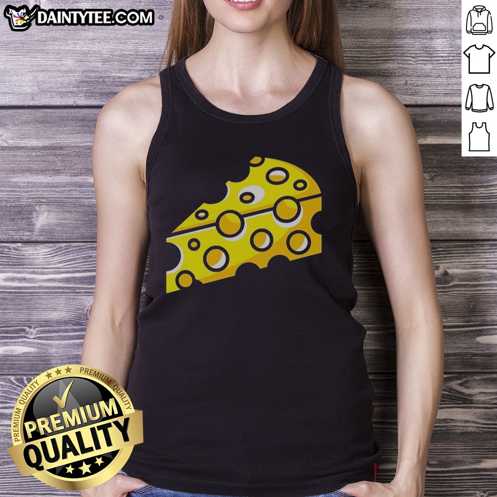 Funny Swiss Cheese Hole Yellow Food Slice Dairy Snack Symbol Pattern Culinary Art Shirt on Tank Top Funny Swiss Cheese Hole Yellow Food Slice Dairy Snack Symbol Pattern Culinary Art Shirt shown as a tank top preview