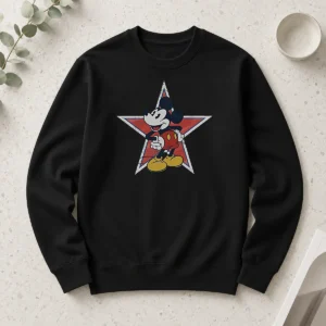Good Disney Distressed Mickey Mouse Star Mens Long Sleeve Shirt