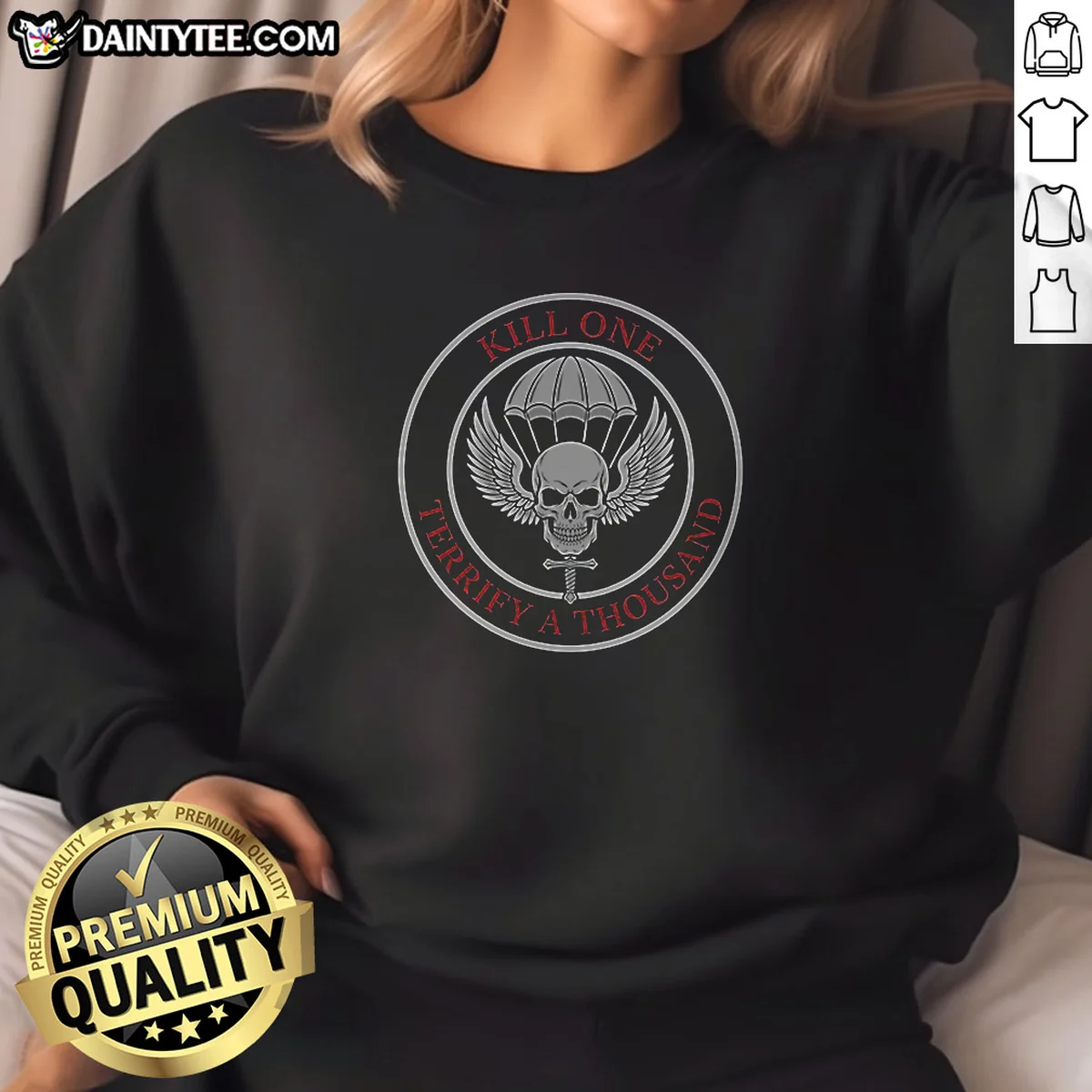 Good Kill One Terrify A Thousand Paratrooper Skull Sweatshirt