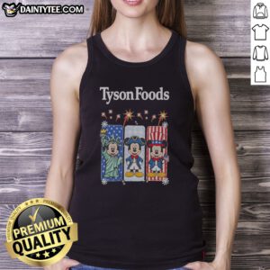 Good Tyson Foods Mickey Mouse Statue Of Liberty Patriot And Uncle Sam Tank Top featuring a patriotic graphic on a sleeveless tank