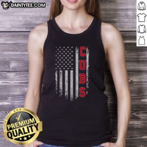 Good Vintage Cubs Name American US Flag Sports Tank top displayed on a flat surface with vibrant colors.