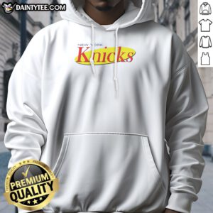 Hot New York Knicks Seinfeld Logo Hoodie featuring a bold Knicks and Seinfeld graphic on a comfortable pullover hoodie