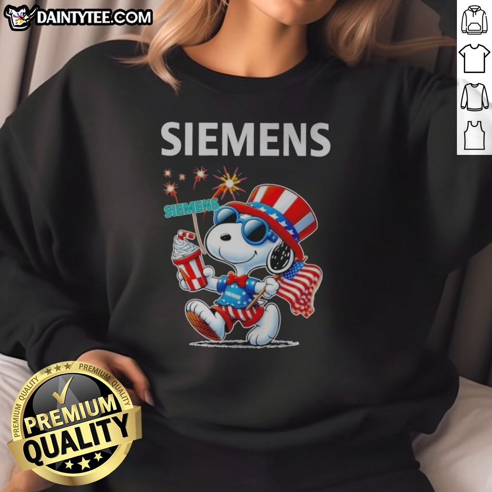 Hot Snoopy X Siemens Fourth Of July American 250 Years 1776 2026 Fireworks Shirt on Sweatshirt Hot Snoopy X Siemens Fourth Of July American 250 Years 1776 2026 Fireworks Shirt shown as a sweatshirt preview