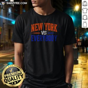 New York Vs Everybody Shirt featuring bold white text on a black short-sleeve crewneck tee