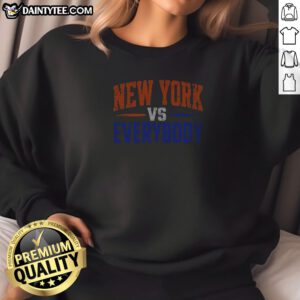 New York Vs Everybody Sweatshirt in dark gray with bold white text across the chest