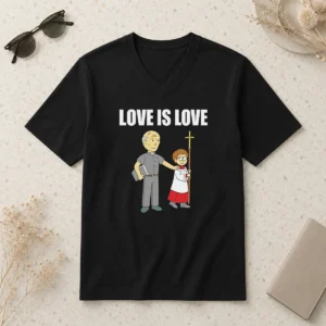 Nice Love Is Love Priest And Altar Boy Satire V-Neck Shirt