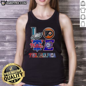 Nice Philadelphia Eagles Philadelphia Flyers Philadelphia Phillies Philadelphia 76ers Love Philadelphia Teams Sport Tank top displayed on a model