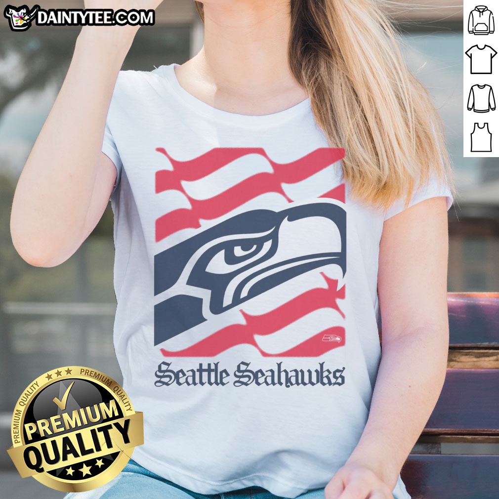 Nice Seattle Seahawks American Heritage Wordmark Shirt on Ladies Shirt Nice Seattle Seahawks American Heritage Wordmark Shirt shown as a ladies shirt preview