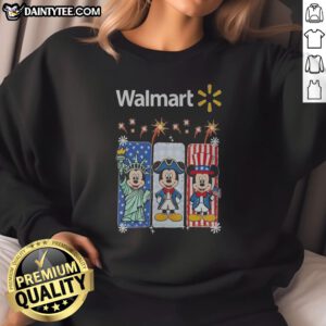 Nice Walmart Mickey Mouse Statue Of Liberty Patriot Independence Day Sweatshirt showing a cozy crewneck design with patriotic graphics