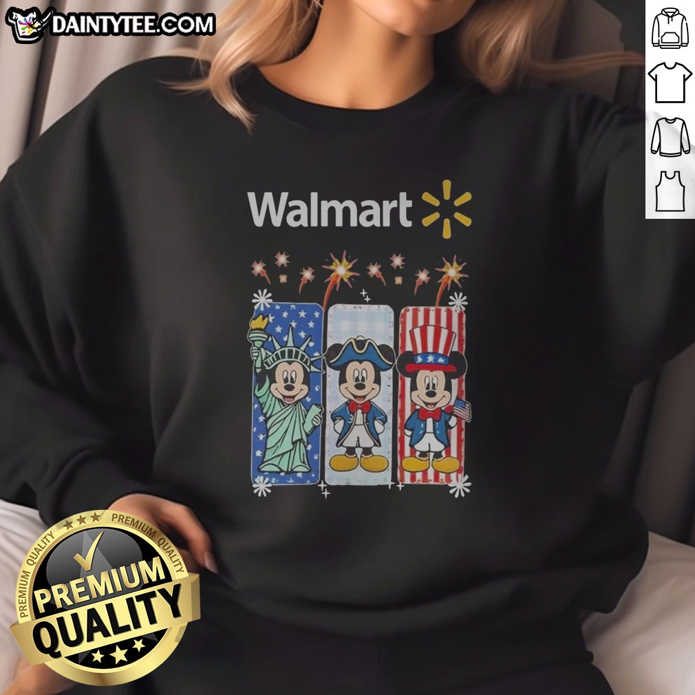 Nice Walmart Mickey Mouse Statue Of Liberty Patriot Independence Day Shirt on Sweatshirt Nice Walmart Mickey Mouse Statue Of Liberty Patriot Independence Day Shirt shown as a sweatshirt preview