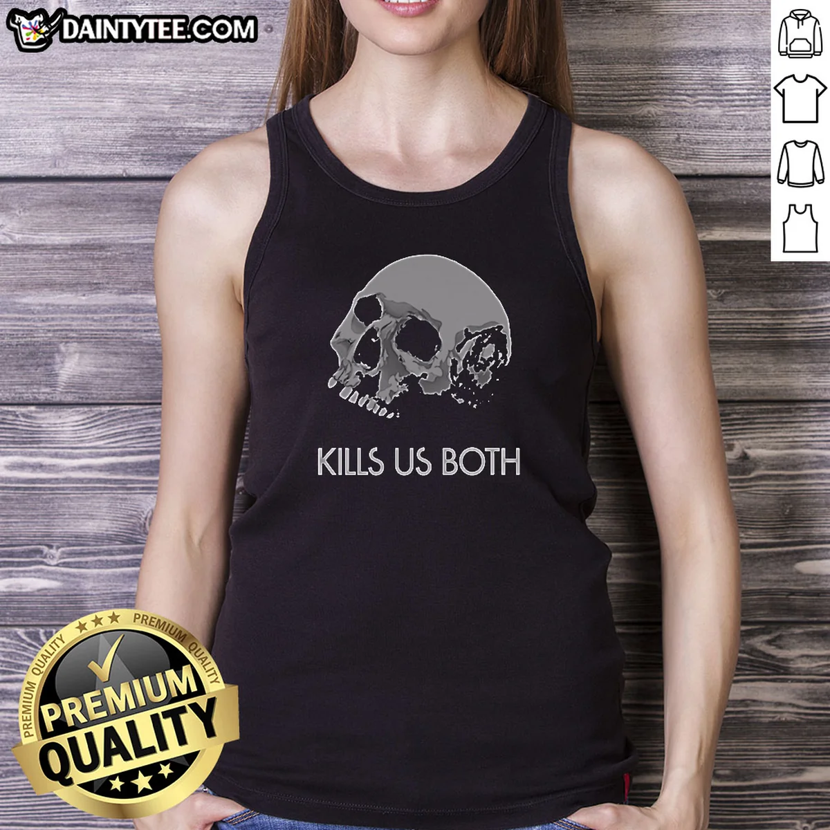 Official I Hope This Email Kill US Both Vintage Tank Top in classic black with bold white text, sleeveless casual wear