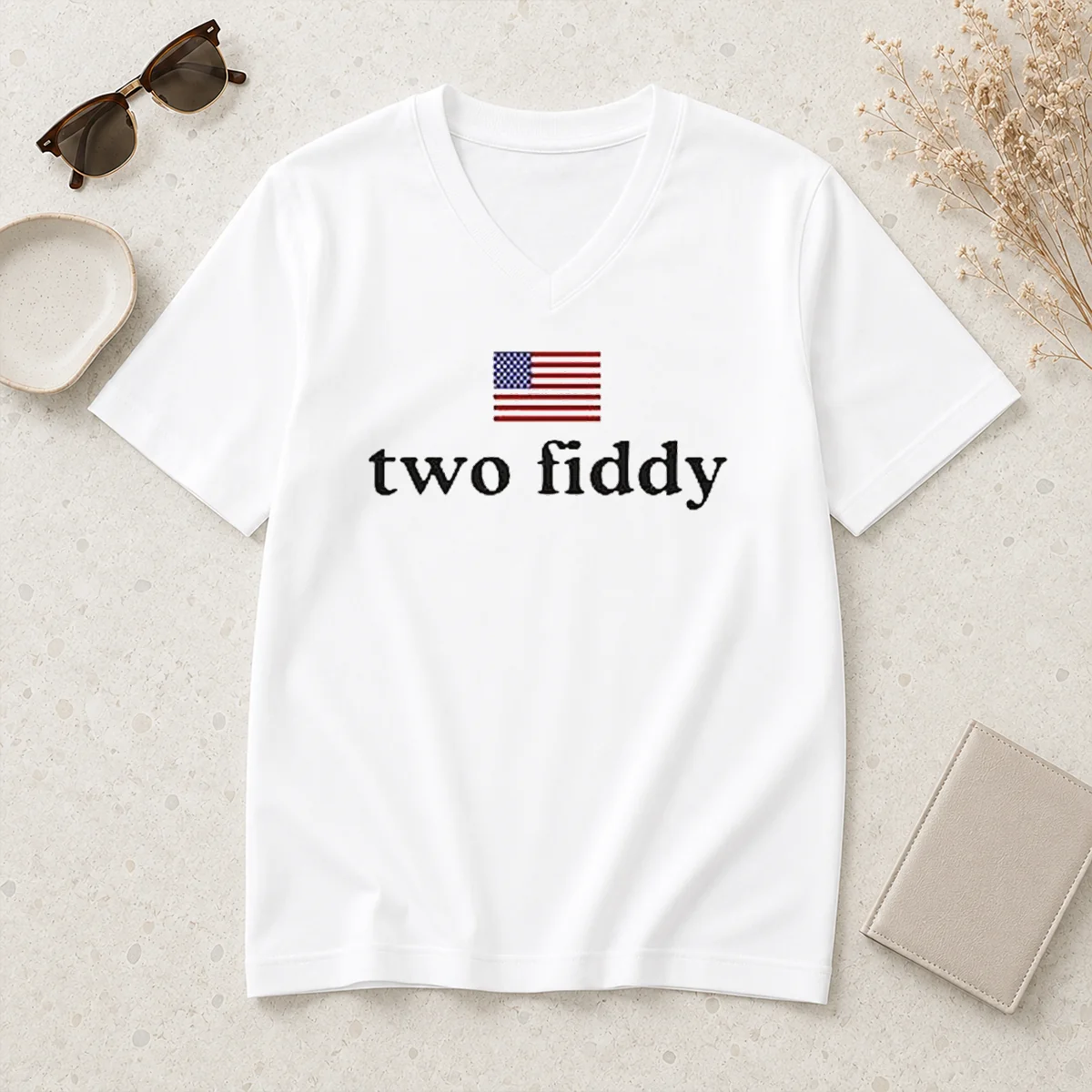 Original American Flag Two Fiddy V-Neck Shirt Original American Flag Two Fiddy V-Neck Shirt